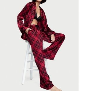 Victoria's Secret Satin Plaid Pajama Set
